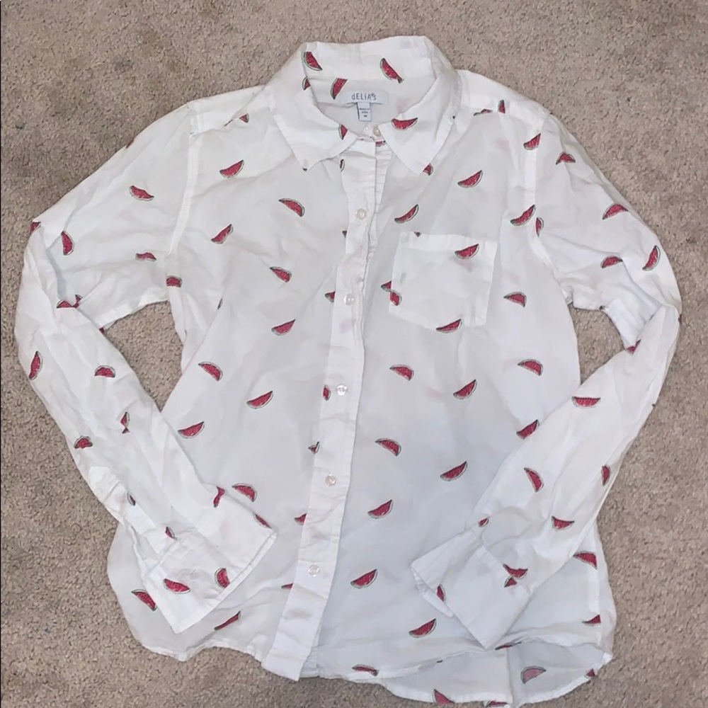 Long sleeve watermelon button up